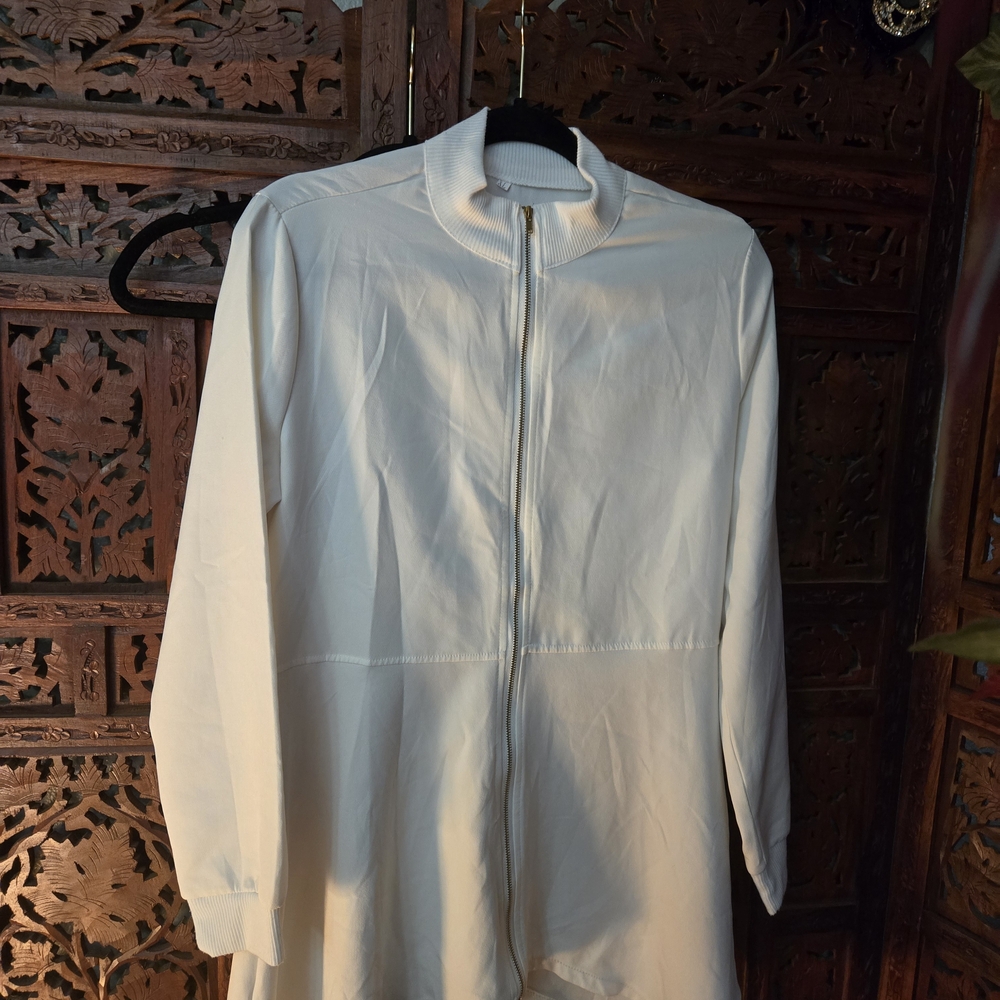 Womens White Zip-Up Shirt